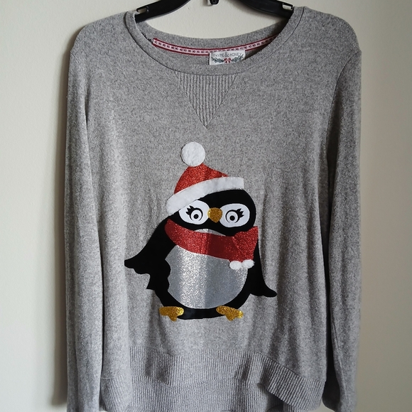 Thyme & Honey Gray Penguin Sweater Size Medium Christmas - Picture 9 of 10